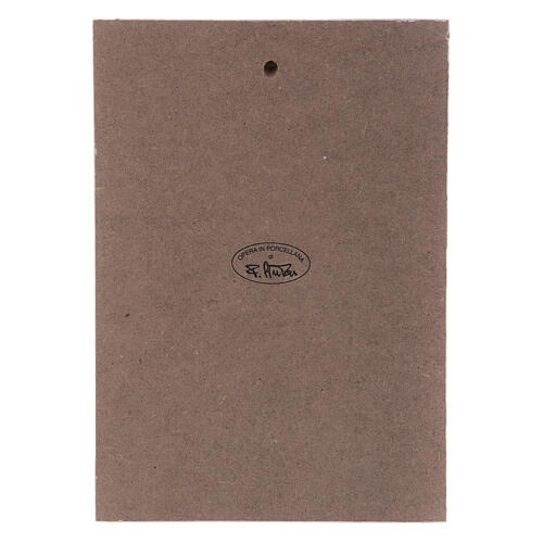 Flachrelief aus weißer Porzellan Madonna mit Kind auf weißem Paneel 27x19 cm 3