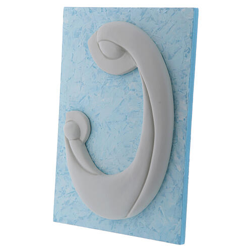 Porzellan-Flachrelief Madonna mit Kind auf azurblauem Panel von Pinton 27X19 cm 2