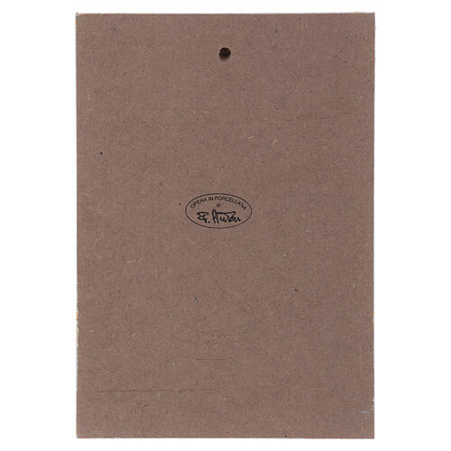 Porzellan-Flachrelief Madonna mit Kind auf azurblauem Panel von Pinton 27X19 cm 3