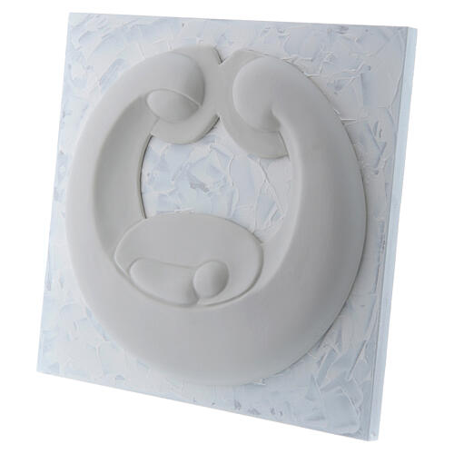 Flachrelief Pinton Heilige Familie aus weißem Porzellan auf weißem Panel 22X25 cm 2