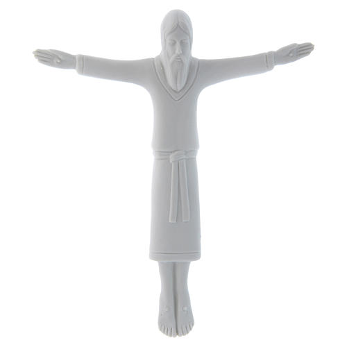Baixo-relevo em porcelana branca Corpo Cristo túnica sem cruz 17x15 cm Pinton 1