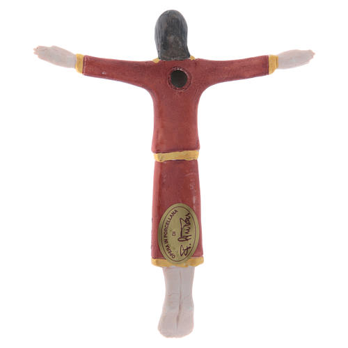 Baixo-relevo Pinton em porcelana Corpo Cristo túnica vermelha 17x15 cm 3