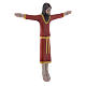 Baixo-relevo Pinton em porcelana Corpo Cristo túnica vermelha 17x15 cm s2