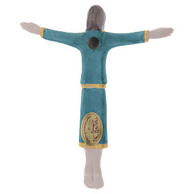 Płaskorzeźba Krucyfiks z porcelany Pinton Ciało Chrystusa tunika błękitna 17x15 cm