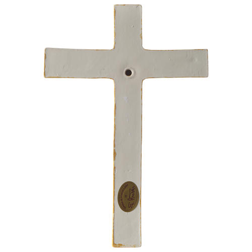 Crucifijo con túnica 25 cm porcelana blanca cruz dorada Pinton 4