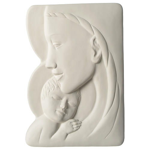 Vierge à l'Enfant bas-relief porcelaine 40 cm Pinton 1