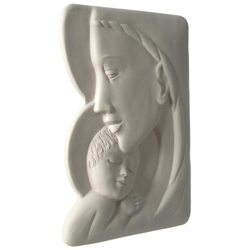 Vierge à l'Enfant bas-relief porcelaine 40 cm Pinton 3