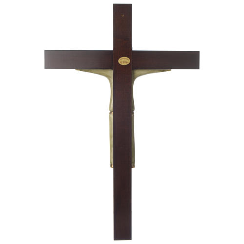 Crucifix décoré vert croix acajou porcelaine 65x42 cm Pinton 4