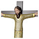 Crucifix décoré vert croix acajou porcelaine 65x42 cm Pinton s2