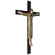 Crucifix décoré vert croix acajou porcelaine 65x42 cm Pinton s3