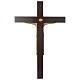 Crucifix décoré vert croix acajou porcelaine 65x42 cm Pinton s4