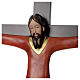 Crucifix décoré rouge croix acajou porcelaine 65x42 cm Pinton s2