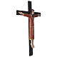 Crucifix décoré rouge croix acajou porcelaine 65x42 cm Pinton s3