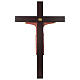 Crucifix décoré rouge croix acajou porcelaine 65x42 cm Pinton s4