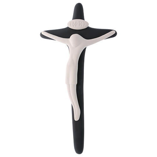 Stilisierter Kreuzkruzifix in Schwarz 30x15 cm Francesco Pinton 1