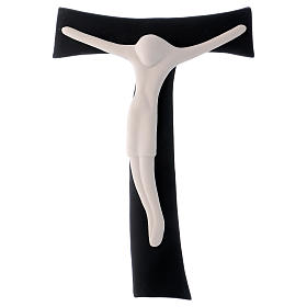 Crucifix en porcelaine blanche et noire 25x20 cm Francesco Pinton