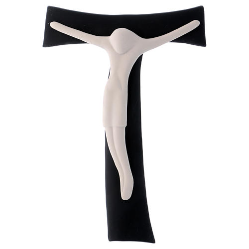 Crucifixo em porcelana branca e preta 25x20 cm Francesco Pinton 1