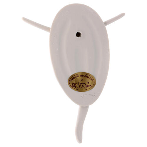 Christus auf ovalem weißem Porzellan 15x10 cm Francesco Pinton 2