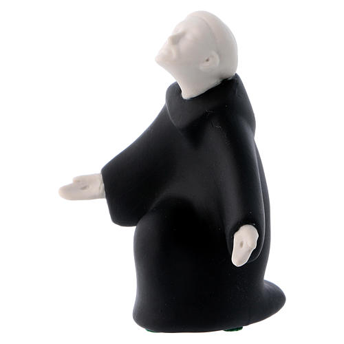 Saint François d'Assise avec habit noir porcelaine 10 cm Pinton 2
