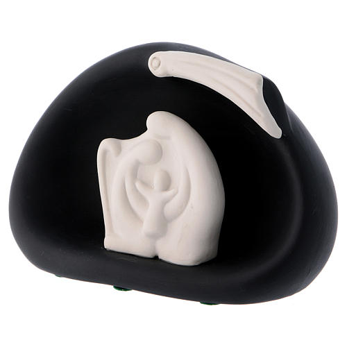 Stylized nativity with black cave and star in porcelain, 10 cm Francesco Pinton 2