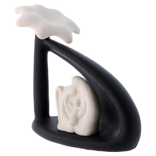 Stylized nativity with black cave and palm, 12 cm Francesco Pinton 2