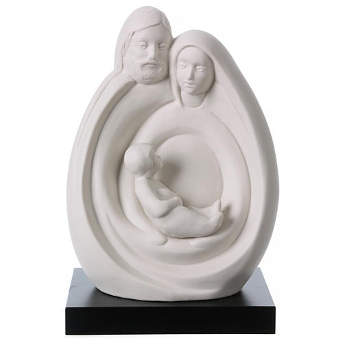 Oval shape Holy Family statue in white porcelain 8 in 1