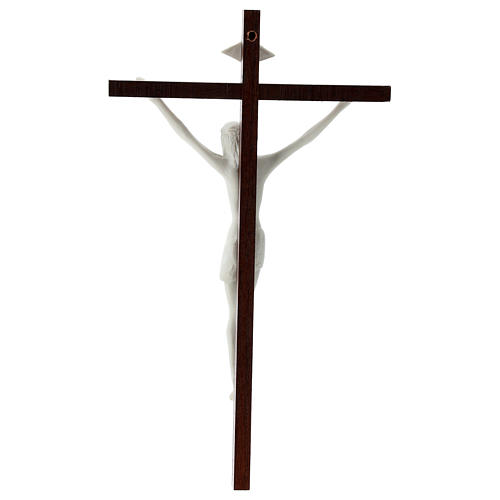 Crucifix porcelaine blanche et bois 20 cm 4