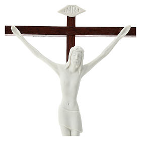 Crucifixo porcelana branca e madeira 20 cm