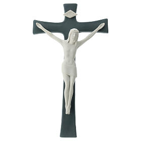 Porcelain crucifix grey base 35 cm.