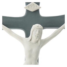 Crucifix porcelaine base grise 35 cm