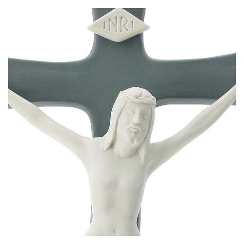 Crucifix porcelaine base grise 35 cm 2