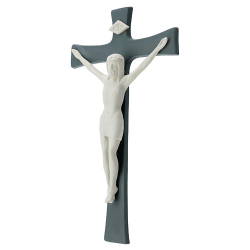 Crucifix porcelaine base grise 35 cm 3