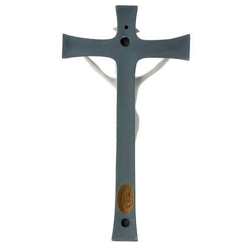 Crucifix porcelaine fond gris 30 cm 4