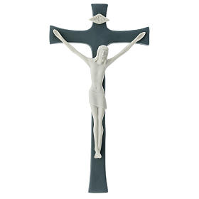 Crucifix fond gris porcelaine 20 cm