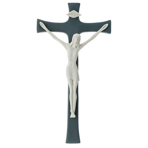 Crucifix fond gris porcelaine 20 cm 1