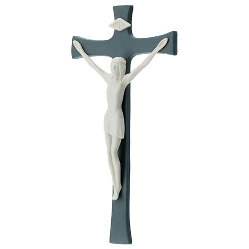 Crucifix fond gris porcelaine 20 cm 3