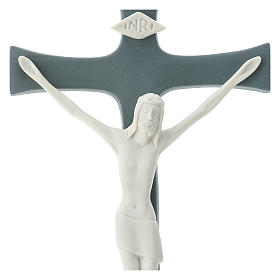 Crucifixo fundo cinzento porcelana 20 cm