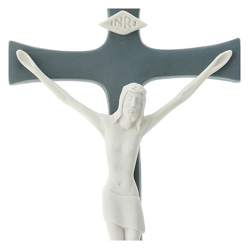 Crucifixo fundo cinzento porcelana 20 cm 2
