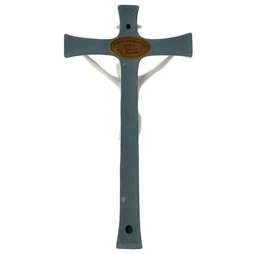 Crucifixo fundo cinzento porcelana 20 cm 4