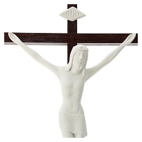Crucifix bois et porcelaine 35 cm