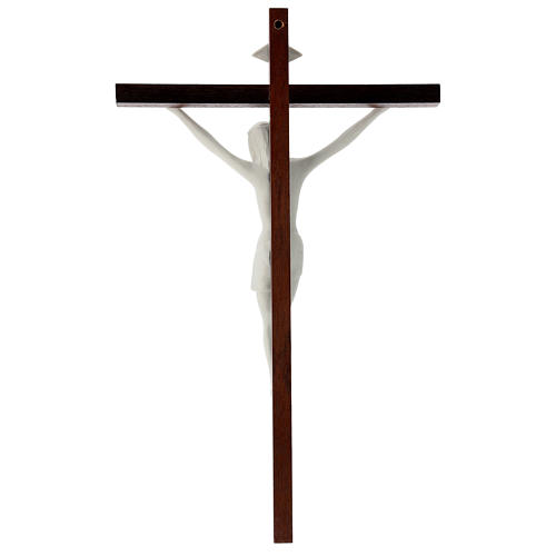 White porcelain crucifix with wooden cross 14 in 4