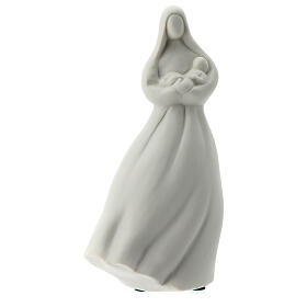 Nossa Senhora com Menino Jesus nos braços imagem porcelana branca 16 cm