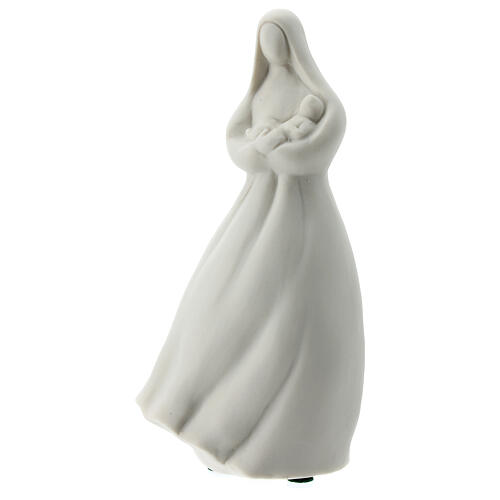 Nossa Senhora com Menino Jesus nos braços imagem porcelana branca 16 cm 3