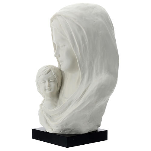 Busto Madonna con bambino su base legno 25 cm 2