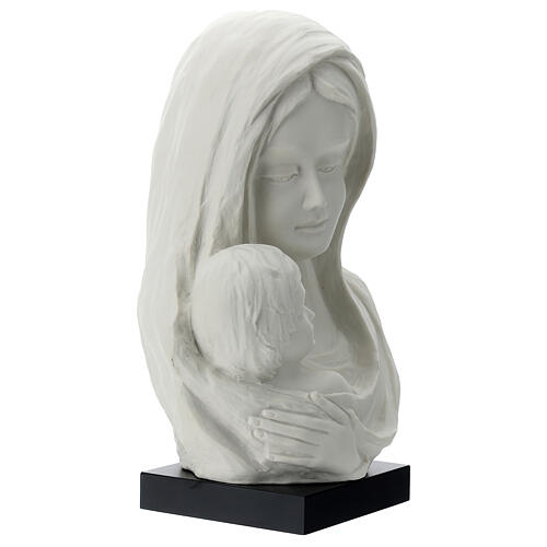 Busto Madonna con bambino su base legno 25 cm 3