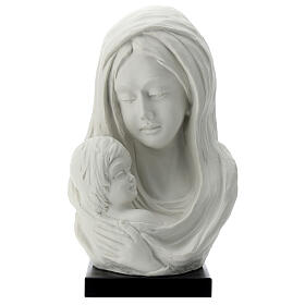 Busto Madonna con bambino su base legno 30 cm