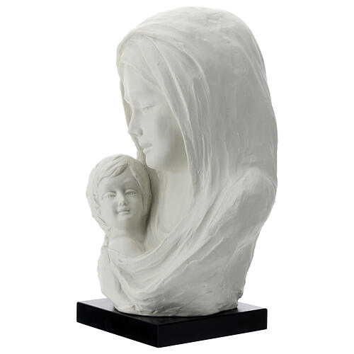 Busto Madonna con bambino su base legno 30 cm 2