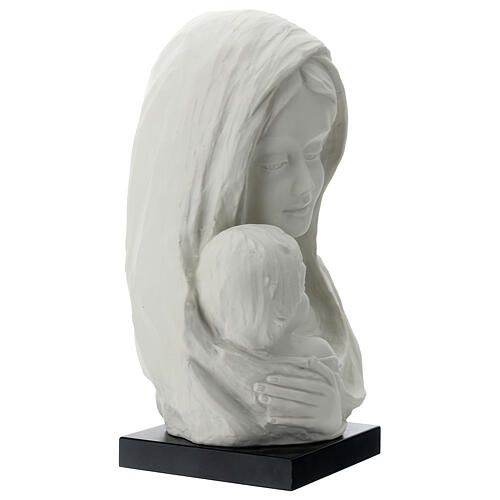 Busto Madonna con bambino su base legno 30 cm 3