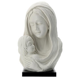Buste Vierge à l'Enfant porcelaine et bois 35 cm