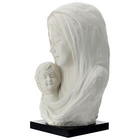 Buste Vierge à l'Enfant porcelaine et bois 35 cm